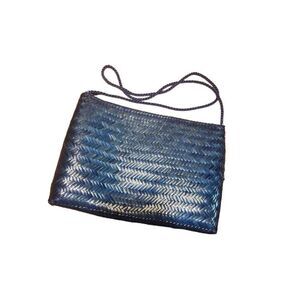 90s Vintage Wicker Bag Purse Crossbody Blue Spring Coastal Granny